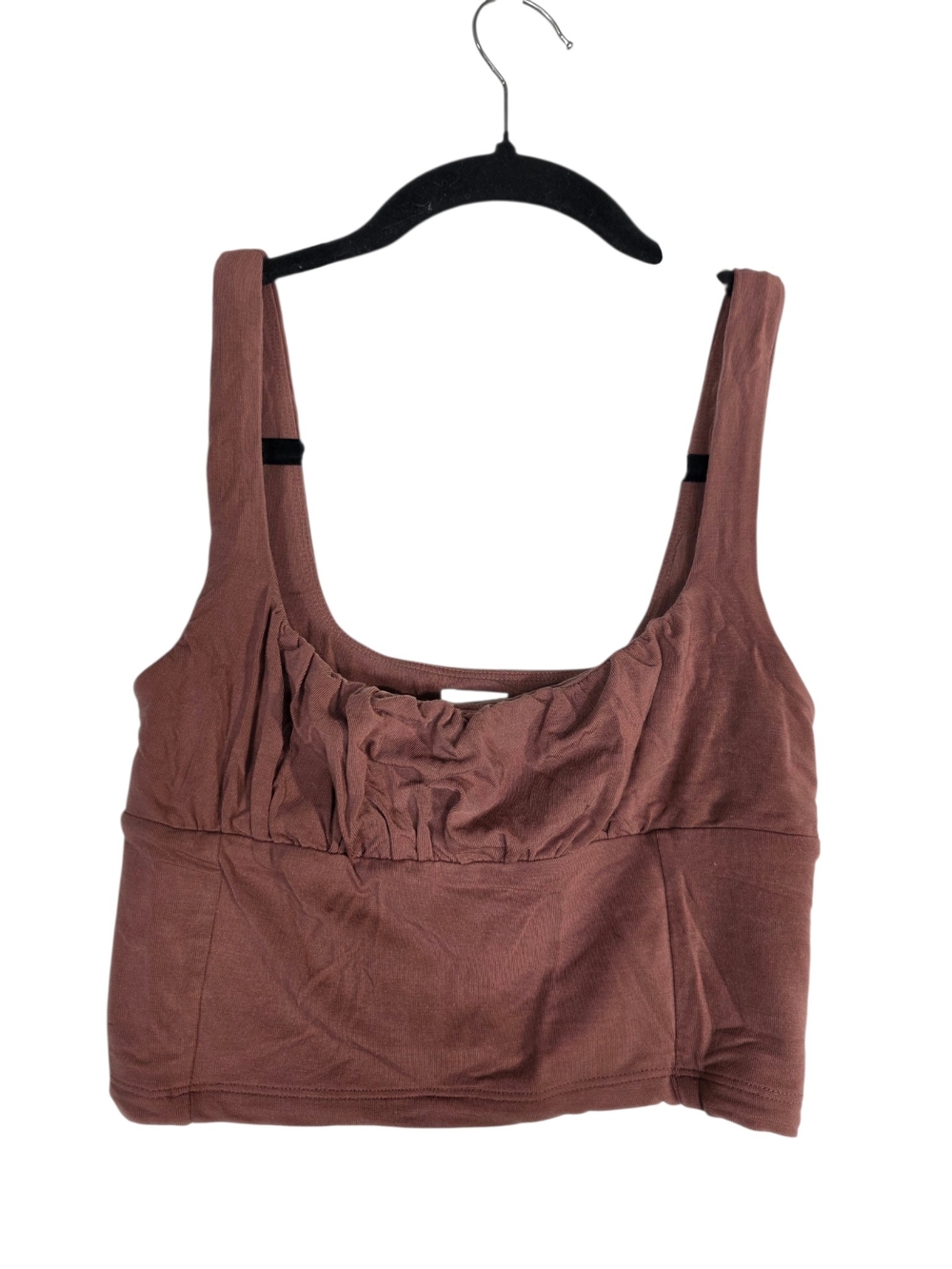 Wilfred Mauve-Brown Ruched Scoop Crop Top